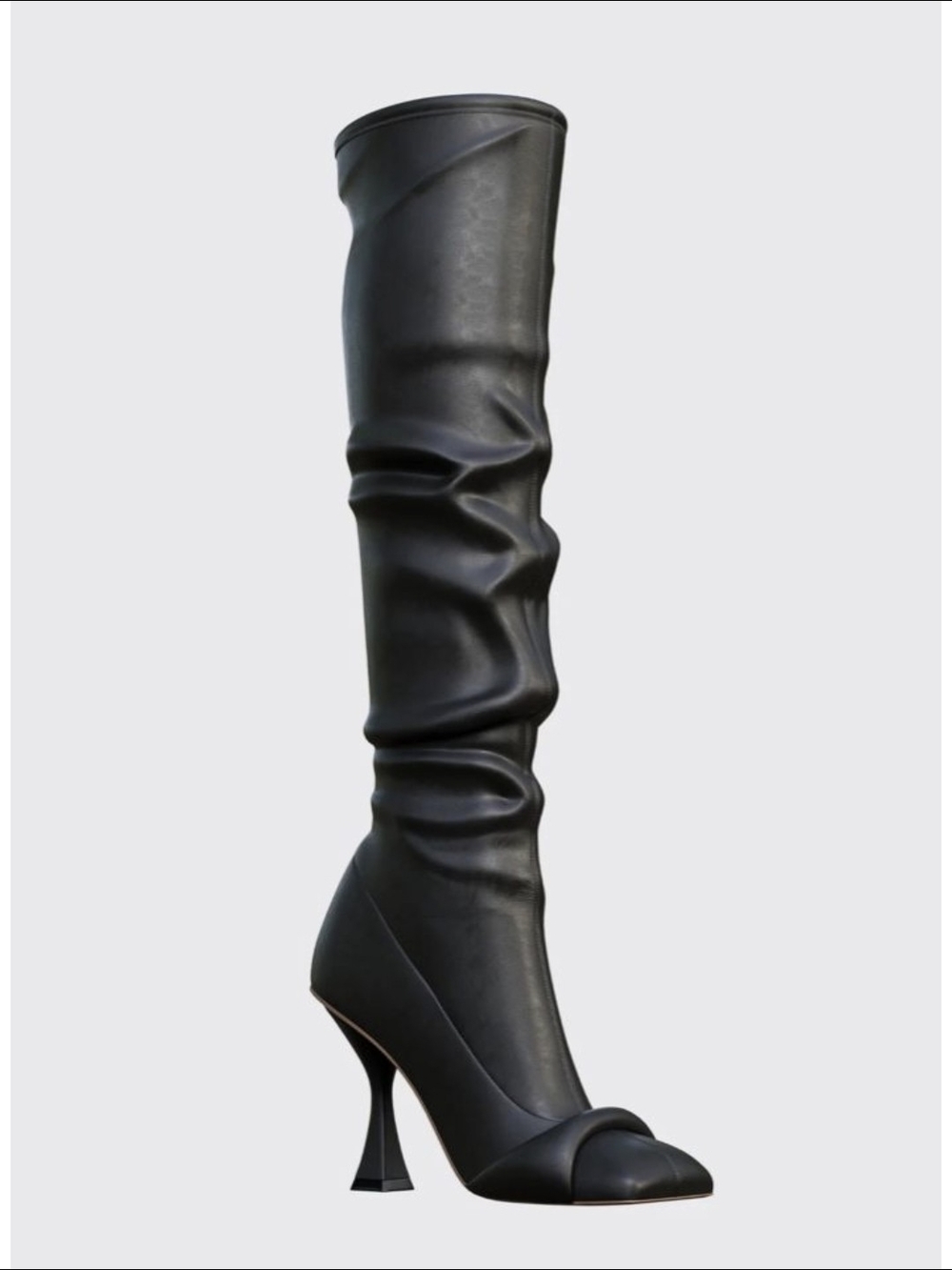 Black Knee-High Slouch Stiletto Boots - Women